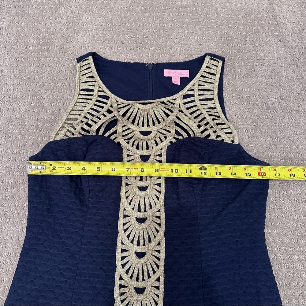 Lilly Pulitzer Tana Shift Dress, True Navy/Soutache Gold, Size 6 style # 25138 - Picture 7 of 11